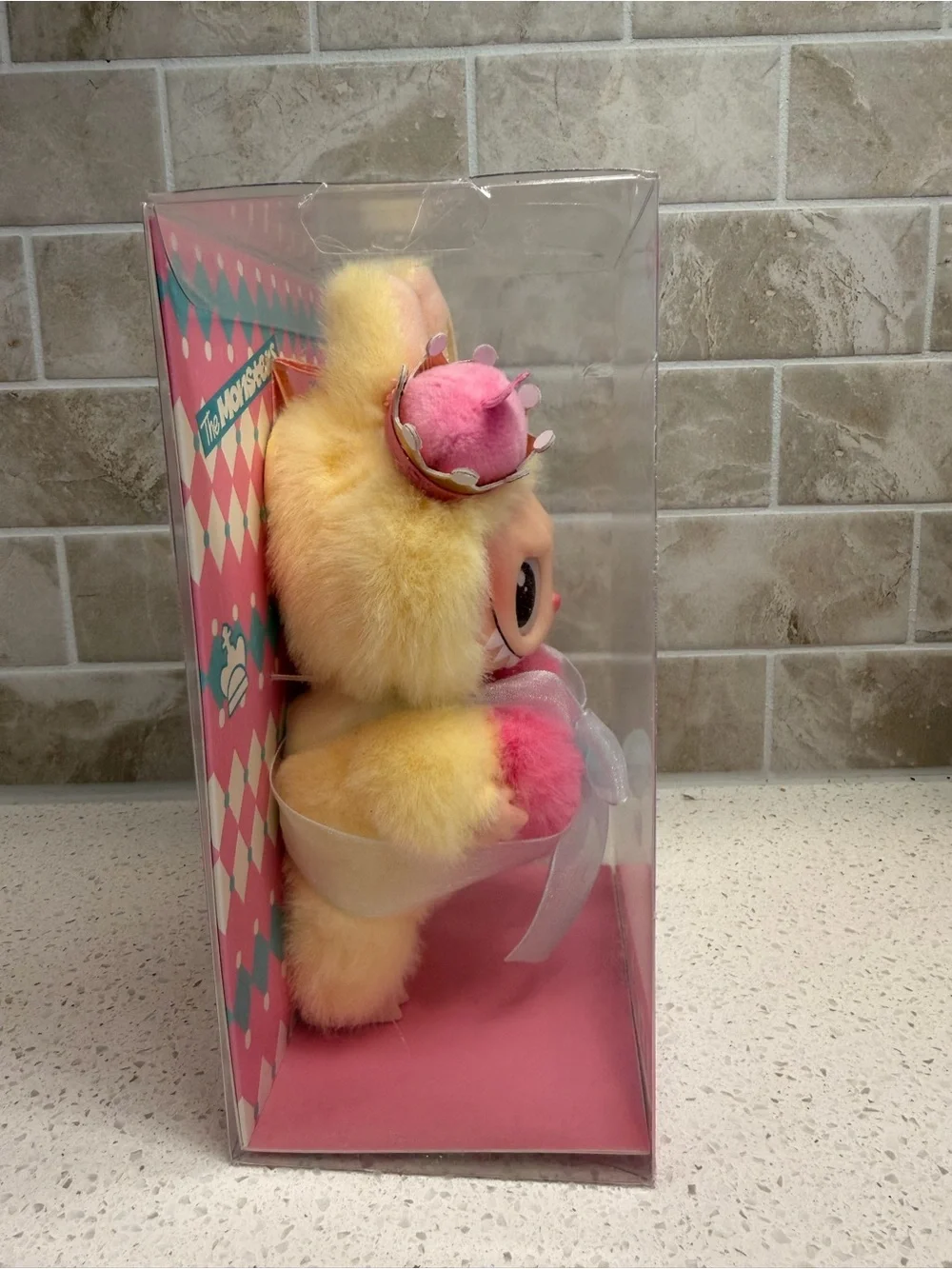 POP MART Let's Checkmate Bunny Labubu Plush in Pink & Yellow